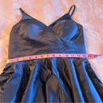 NWOT Pomuyoo navy blue satin spaghetti strap prom dress size 0 lace up back Photo 7
