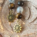 Handmade  Bronzite + Chrysoprase + Tigers Eye Sun Charm Earrings ✨ Photo 2