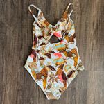 Aerie NEW  Twist Front Floral Leaf Cut Out One Piece Swimsuit Size Small Photo 7