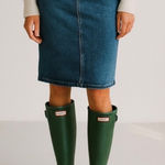 Anthropologie Pilcro Denim Knee Length Skirt Classic 90s Minimalist Preppy Photo 0