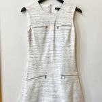 Banana Republic White + Grey Printed Fit and Flare Dress Photo 0