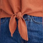 Madewell Texture & Thread Long Sleeve Tie-Front Top in Orange. Size S. NWOT. Photo 5