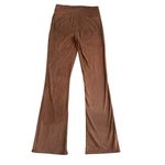 American Eagle  Size S High Rise Brown Flared Pants Faux Suede Pull On Western Photo 2