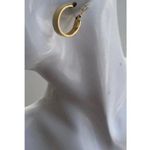 Vintage Monet Earrings Cream Enamel HOOP Gold Tone Pierced Women’s 1” Western Photo 0