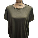 Democracy Olive Green Short Sleeve Crew Neck T-Shirt Womens Large Photo 0