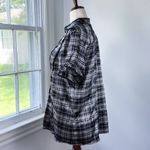 Antilia Femme Stretch Button Up Puff Sleeve Top Plus Size 3X Black and White Photo 2