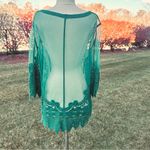 Ultra Pink Green Mesh Crochet Embroidery Top Photo 8