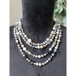 Women's Multi Strand Pearl Crystal Bead Necklace with Mystery Box Clasp Gold Photo 1