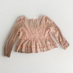 American Eagle  Women‎ Medium Y2K Coral Lacy Trim Long Sleeve Cropped Babydoll Photo 6