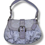 Coach  Soho Y2K 1990s Pleated Leather Soufflet Bag Flap Buckle Purple F15203 Photo 0