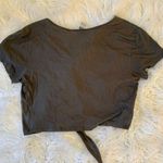 PINK - Victoria's Secret VS Pink xs-S gray floral heart graphic love tee tie front crop top Photo 2