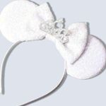 NEW White Glitter Sequin Bridal Wedding Tiara Disney Style Mouse Ears Headband Photo 0