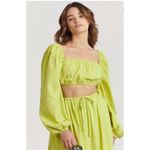 Charlie Holiday  Lime Green Puff Sleeve Crop Top M Photo 1