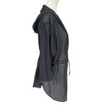 Under The Sun women's medium black hooded mesh swimsuit coverup 3/4 sleeve Photo 3