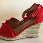 Time And Tru  Ruffle Wedge Sandal Size 11 Red New Photo 6