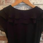 H&M Black Sheer Ruffle Deck & Sleeves Open Front Short String Belt Dress Size 2 Photo 6