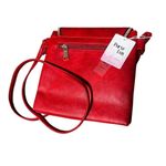 Red Crossbody Bag with Tassel Vegan Leather Adjustable Straps Medium Holiday Photo 2
