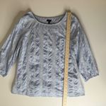 Talbots ‎ Womens Diamond Stripe Embroidered Top Size Medium Blue 3/4 Sleeve Boho Photo 7