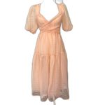 Free People Hailey Dress Size 4 Beautiful Baby Pink Wrap front Midi Dress Photo 3
