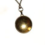 Vintage 1940s Damascene Pendant Necklace Gold Photo 5