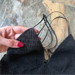 PINK - Victoria's Secret  Black Triangle Smocked Bralette Size Large Photo 1