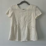 Sézane Sezane Cleo White Eyelet Short Sleeve Tie Back Cotton Blouse 36 US 4 Small Photo 1