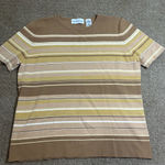 Vintage Alfred Dunner Medium Earth Tones Striped Knit Short Sleeve Shirt Brown Photo 0