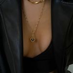 Black Heart Necklace, Gold Layered Necklace Photo 3