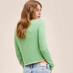 Mango NWT Checks knitted sweater Green Shimmery Small y2k Photo 1