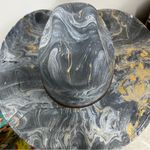 Distressed marble gold glazed Cowboy Hat w/Brown Leather Star concho Band unisex Blue Size M Photo 8
