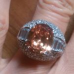 Simulated Champagne Color and White Diamond Brass Ring (Size 7) Photo 0