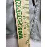 White House | Black Market Silver Grey Leather Moto Jacket Women's Size Medium Zip Photo 8