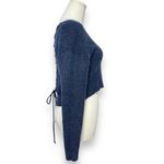 Zaful Back Lace-up Cropped Sweater Women M Long Sleeve V-Neck Blue Adjustable Photo 5