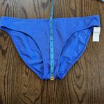 Aerie  Womens Solid Blue Textured Checkered Bikini Bottom Mid Rise Size Large Photo 3