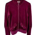 Juicy Couture Vintage  Velour Jacket USA Full-Zip Puff Sleeve Pockets Fuschia L Photo 0