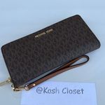 Michael Kors Brown Travel Continental Wristlet Large Wallet Photo 1