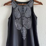 Free People  Black Sleeveless Tunic Dress Silver Sequins Embroidered Scoop Neck 2 Photo 2