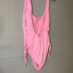 The Bikini Lab  Pink Lace-Up Side Low-Back One-Piece Swimsuit Women’s Size Large Photo 7