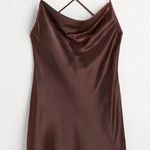 NWT Dark Brown Short Satin Dress Photo 0