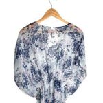Floral Cover Up One Size Sheer White Blue Purple Knee Length V Neck Lightweight Photo 3