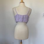 GB Solid Pastel Purple Tie-Front Sleeveless Smocked Crop Top Photo 2