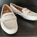 Calvin Klein NEW Luca Flats Loafers White Faux Leather Gold Logo Bangle Logo NEW Photo 0