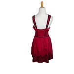 Hot Topic Red Velvet Skulls Cameo Corset Victorian Rose Dress Gown. Size Medium Photo 7
