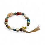 Dog Bracelet white bones red orange blue tan ceramic beads stretchy Multiple Photo 3