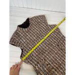 Ann Taylor Brown Tweed Mock Neck Metallic Shimmer Sheath Office Dress Size 14 Photo 4