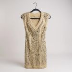 Sue Wong Dress Ivory Embroidered Beaded Leaf Pattern Sleeveless V-Neck 0 Photo 11