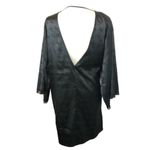YITTY  Women's Satin Pretty Mini Robe Size Medium Iconic Black Photo 2