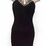 Almost Famous black halter dress gold beaded neck cocktail party holiday Medium Photo 0