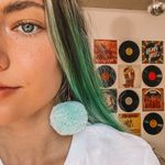 Light Teal Blue Pom Pom Earrings Photo 2