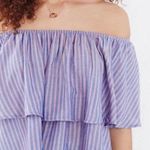 Kimchi Blue Urban Outfitters Striped Off Shoulder Ruffle Crop Top Womens Size XS Photo 1